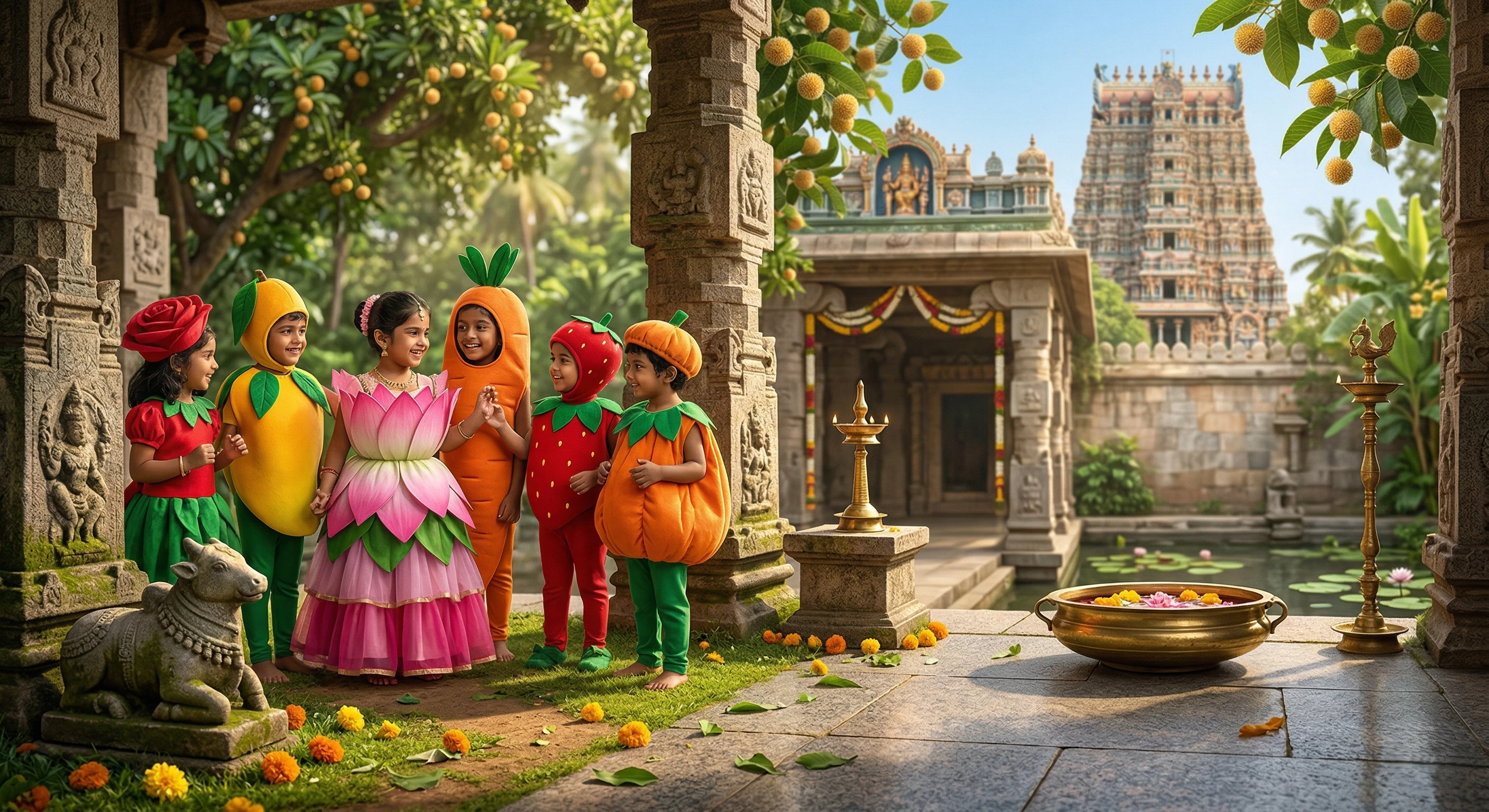 Nature costumes including flowers and plants